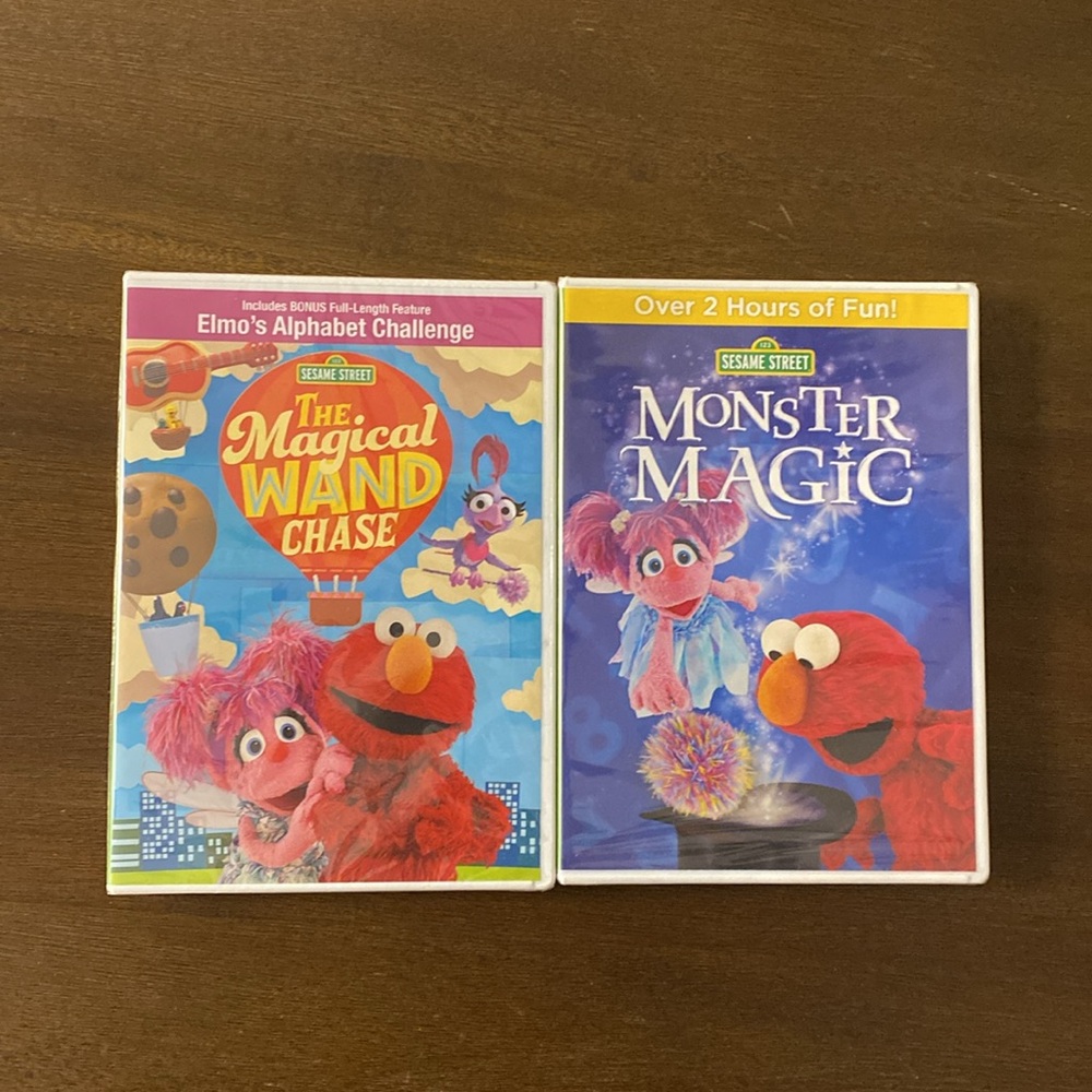 Sesame Street The Magical Wand Chase and Monster Magic DVDs (122 minutes each)